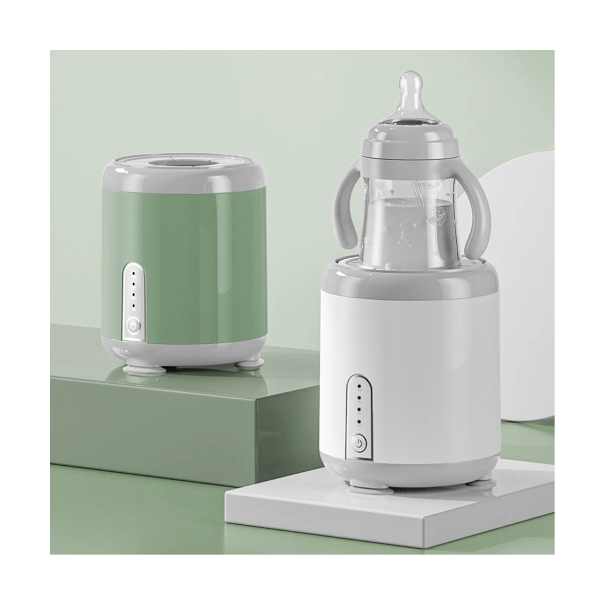 

53-75 мм Электрический шейкер для детского молока 1200 мАч полностью автоматический трехступенчатый Регулируемый перезаряжаемый молочный Миксер для бутылки зеленого цвета