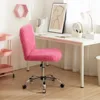Adjustable Height Office Chairs Polyester Faux Fur Armless Swivel Task Office Chair Computer Armchair White Mid Back Furniture 1