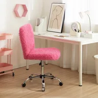 Adjustable Height Office Chairs Polyester Faux Fur Armless Swivel Task Office Chair Computer Armchair White Mid Back Furniture 1