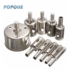 Ouvre trou en verre HSS revêtu de diamant, jeu de mèches de 8 à 50mm adapté au carrelage et au marbre, outils de forage électrique 10 pièces 