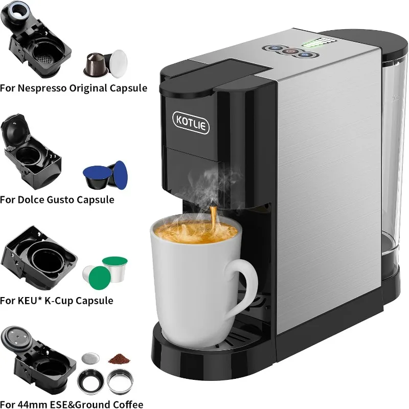 KOTLIE 5in1 Level 7 Water Volume Espresso Machine, 19Bar Single Serve Coffee Maker, Hot&Cold Brew Coffee Machine (Medium) 2