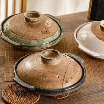 Japanese Clay Casserole Stew Pot Domestic Gas Casserole Soup Pot Open Fire Shallow Pot Ceramic Rice Cooking Pan For Gas Stove