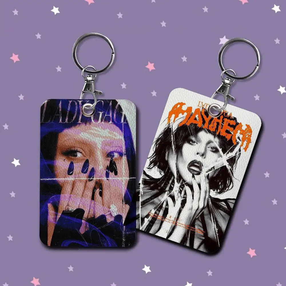 Singer L-Lady Gaga Mayhem 사무용품 남성 및 여성 신용 카드 열쇠고리 학생증 ID 카드 홀더 자격증 홀더 카드