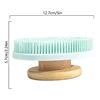 Silicone Brush Head Back Scrubber Shower Brush With Long Wooden Handle Dry Skin Exfoliating Body Massage Cleaning Tool 5