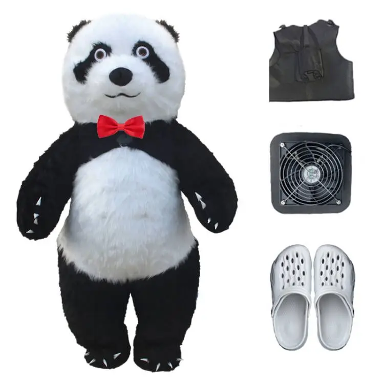 thumbnail image 1 of Disfraz de oso polar inflable gigante 2024, disfraz de mascota de peluche de piel para adultos, personaje animal, prenda inflada para accesorios de escenario, 1 of 5