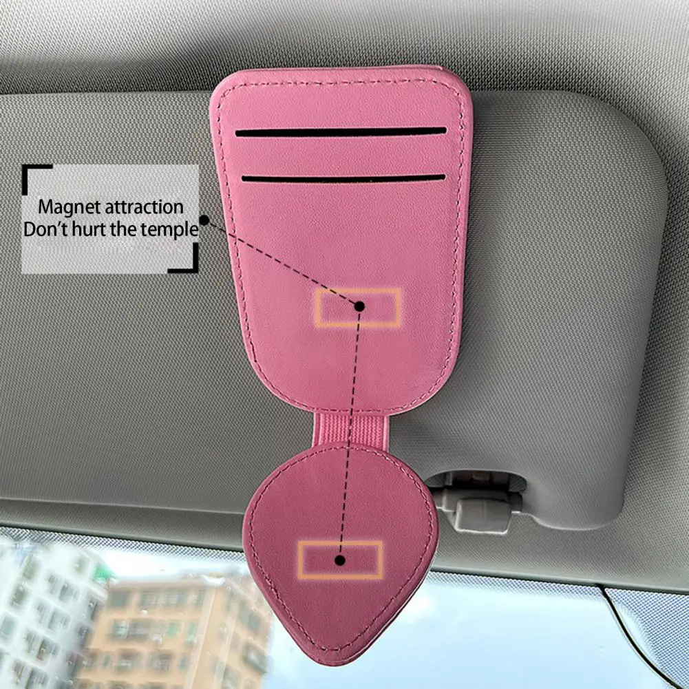 

Sunglasses Holder Magnet Adsorption Multi-layered Easy to Install Car Sun Visor Sunglass Holder Card Organizer Car Supplies