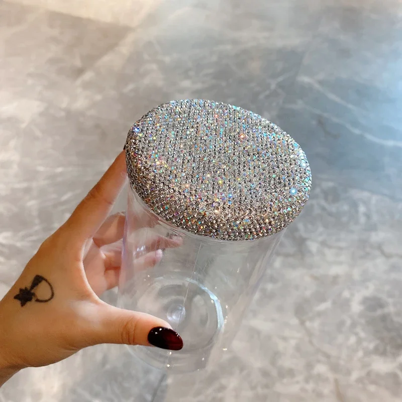 Storage jar Sparkling Empty Jars Lid Rhinestone Cover Sealed Empty Bottle Food Storage Bottle Plastic Container Beans Dry Herb Jar