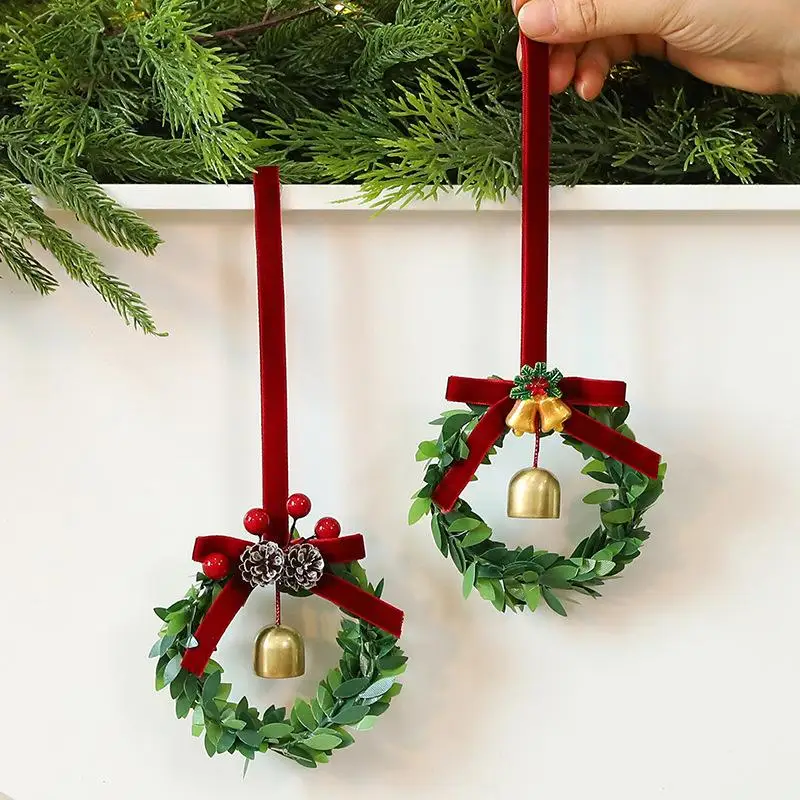 1pc Merry Christmas Mini Xmas Wreath -Dollhouse Miniature Garland Winter Snow Ornaments Craft Decor For Miniature Christmas Tree