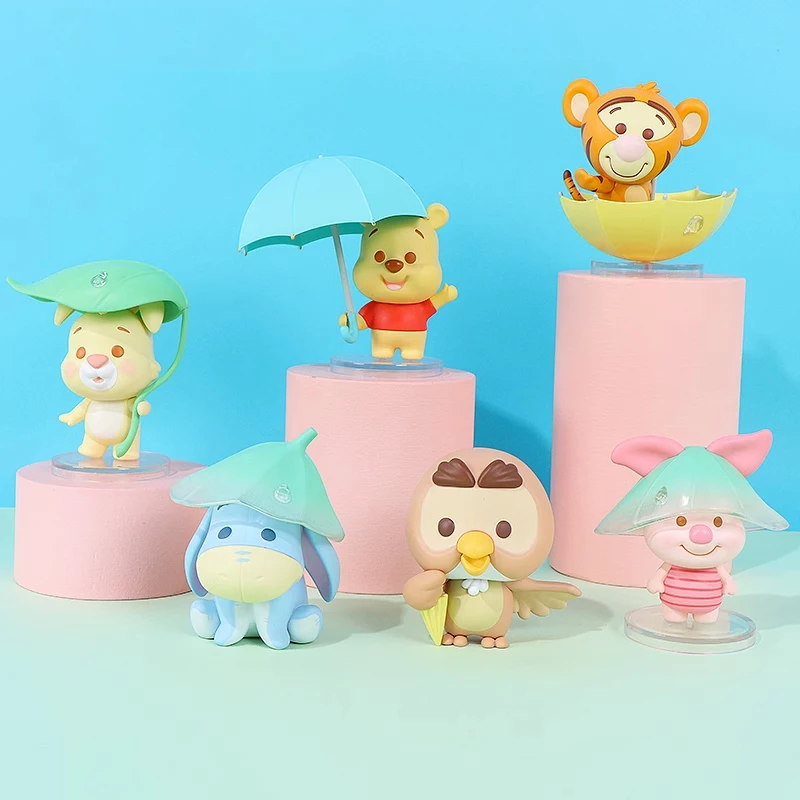 

[In Stock] Miniso Rainy Day Series Blind Box Pooh Bear, Tigger, Piglet, Eeyore and Rabbit Cartoon Figure Model Ornament Toys
