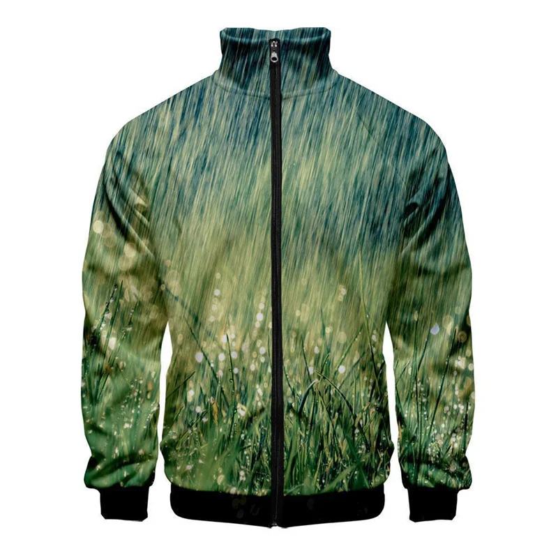 thumbnail image 1 of Chaqueta con estampado 3D de gotas de lluvia para hombre, abrigos de gran tamaño con personalidad moderna, chaquetas con cremallera Harajuku, ropa para niños, 1 of 5