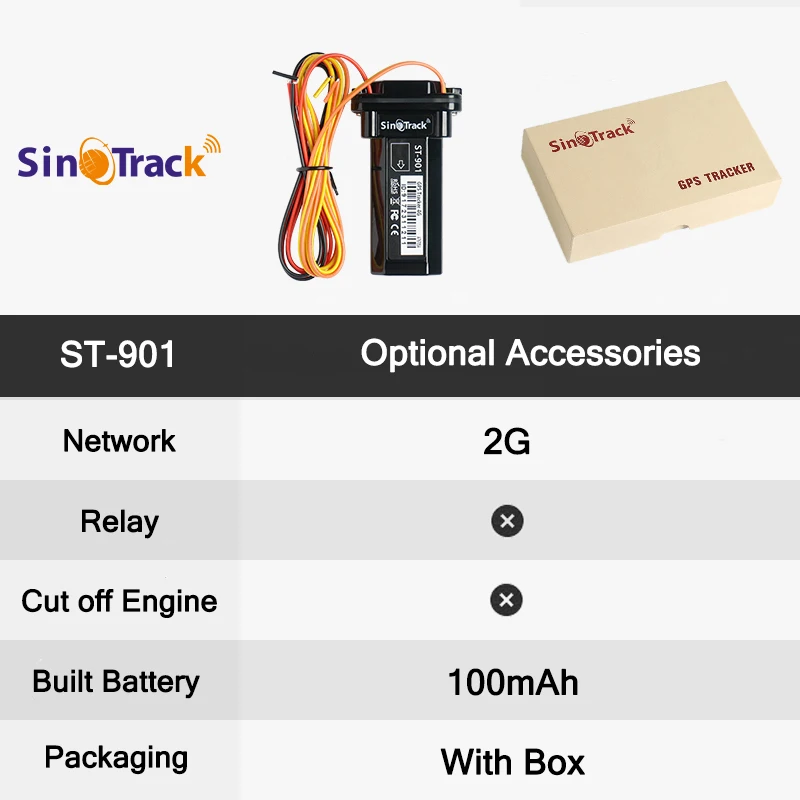 SinoTrack Mini Waterproof Builtin Battery GPS tracker Device ST-901 901L for Car Motorcycle Vehicle Remote Control Free Web APP