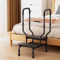 Metal Two Step Stool with Handrails Elderly Bed Safety Armchair Foldable Bath Tub Step Stools Non-Slip Household  Step Ladders 2