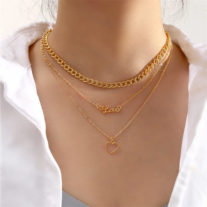 Gold Color Heart Multilayered Necklace Pearl Pendant Women Vintage Chain Butterfly Snake Jewelry Wedding Gifts 2024 NewTrendy