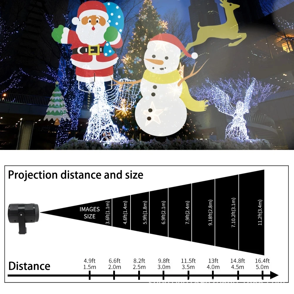 New Rotary Projection Lights 6 Change Card Non-Fading Led Lamps Laser Projector Christmas Stage DJ Holiday Party Pattern Gifts