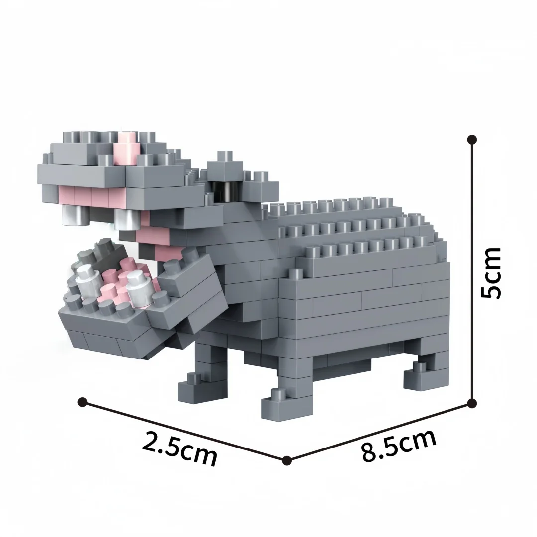 KNEW BUILT Zoo Tier Wildschwein Elefant Nilpferd Löwe Tiger Micro Mini Baustein Spielzeug-Tischdekoration, Festivalgeschenke für Kinder – Detail 10