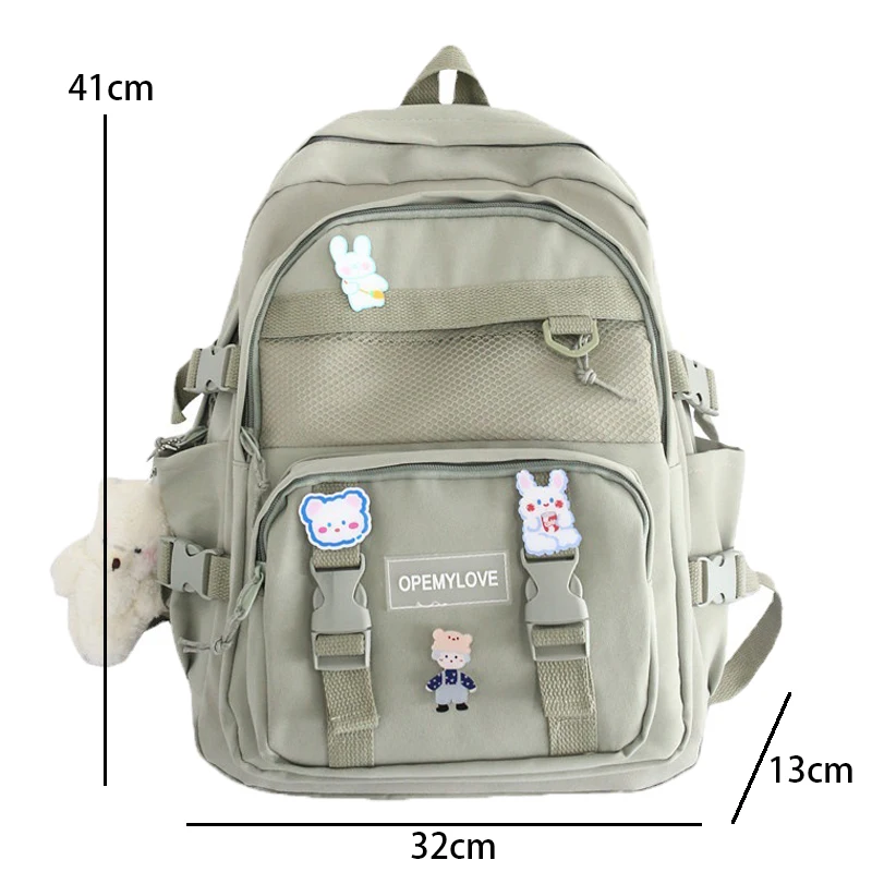 2024 New Waterproof Nylon Women School Backpack Large Solid Color Girls Travel Bag College Schoolbag Female Laptop Back Pack