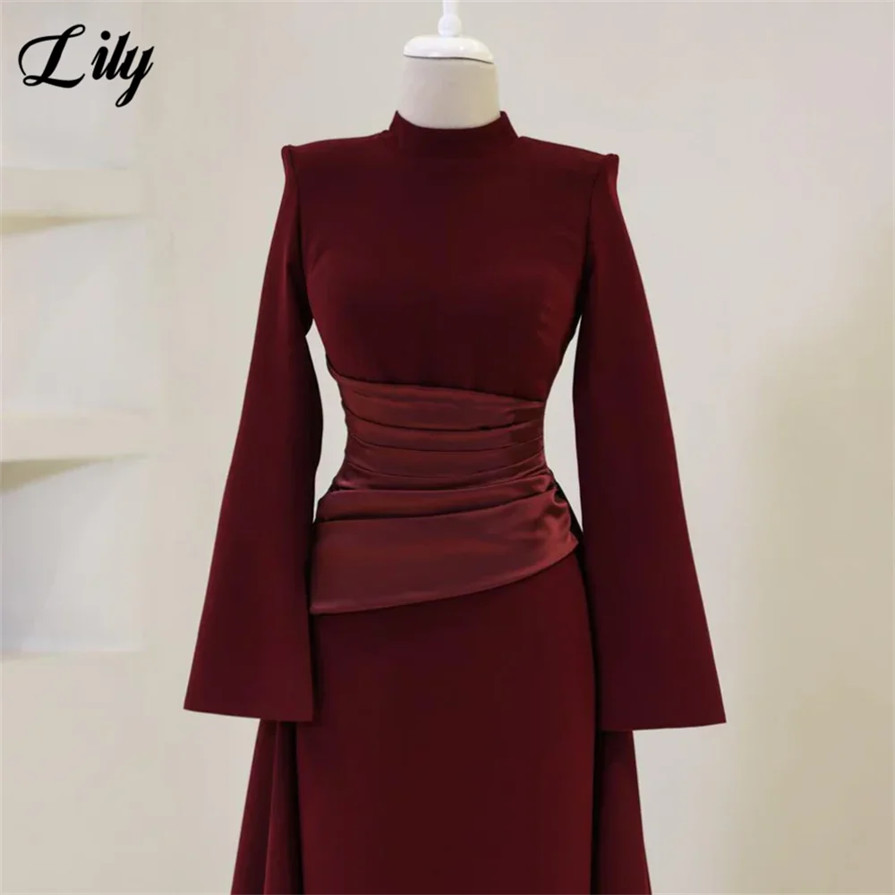 Lily Burgundy Elegant Prom Dress - Waistline Detail