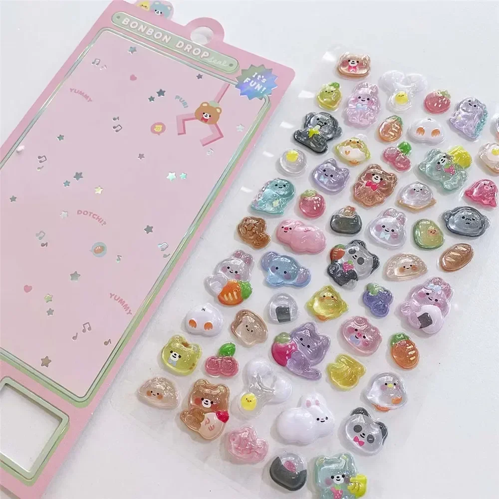 Candy Stickers 3D Embossed Pink Scrapbook Ghost Rabbit Water Drops Diy Journal Stickers Decor 1pc cartoon stickers decorative stickers self adhesive stickers stationery stickers paper stickers adhesive stickers decorative labels stickers cartoon sticker handbook stickers diy scrapbooking accessories
