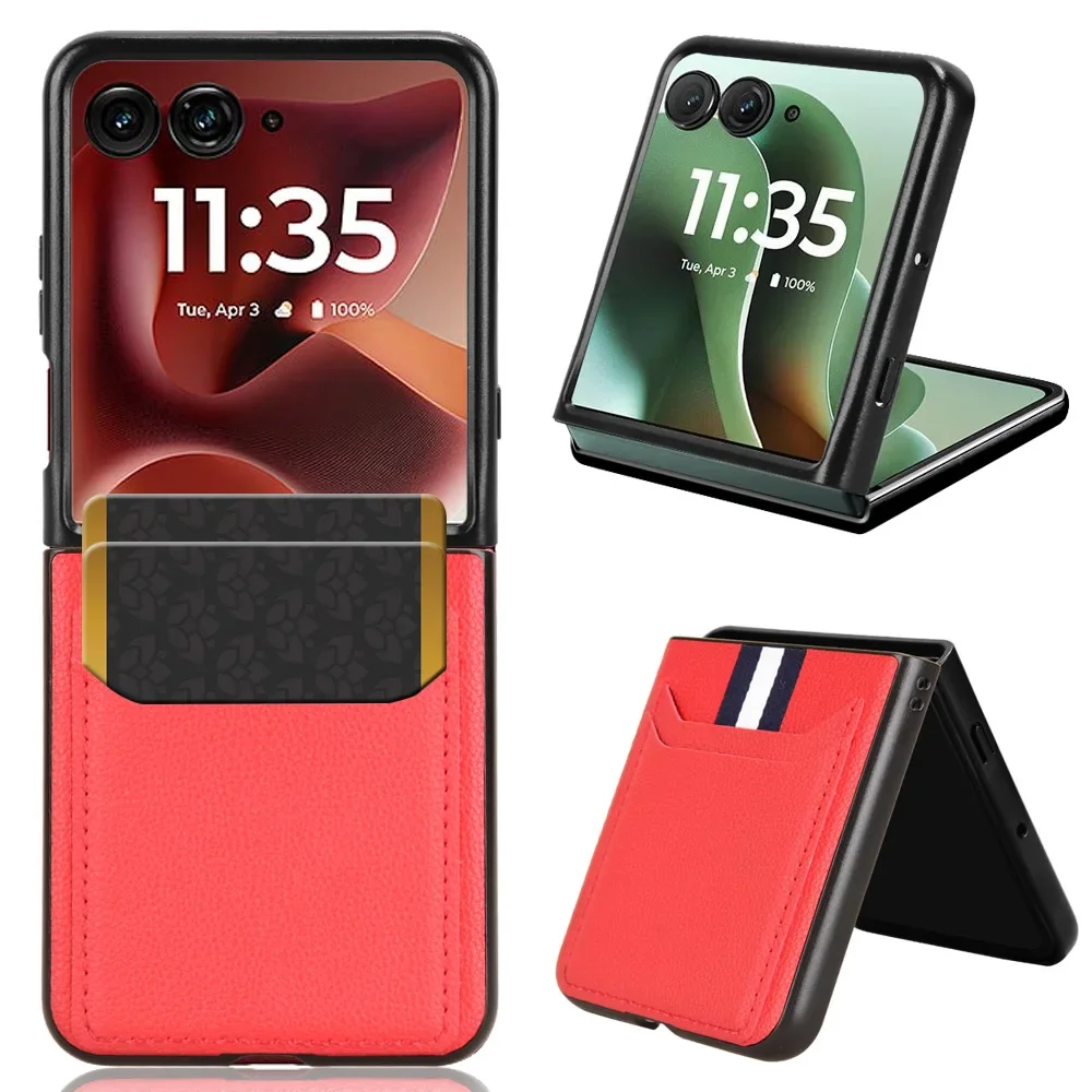 Deluxe PU Leather Card Holder Stand Case with Shockproof Bumper - Premium Protective Cover