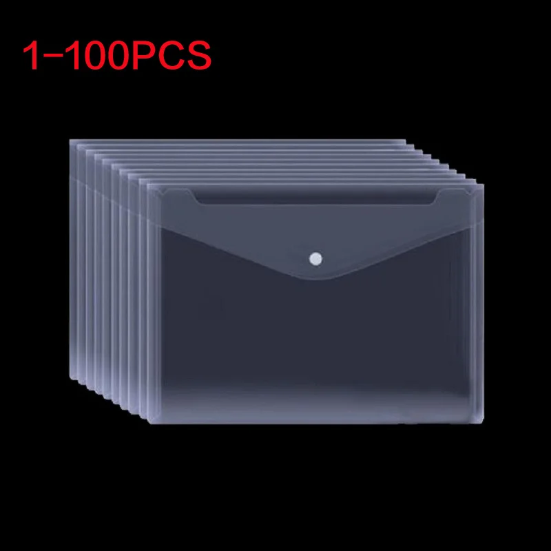 1-100PCS Transparent A5 File Envelopes, Transparent Document Filing Folders for Office School