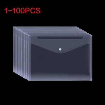 1-100PCS Transparent A5 File Envelopes, Transparent Document Filing Folders for Office School