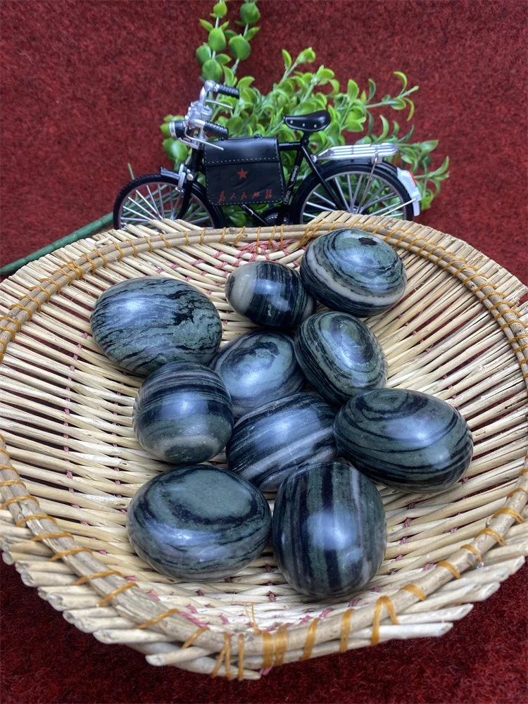 

1pc Natural Mineral Striped Stone Oval Healing Reiki Energy Balls Crafts Holiday Gifts Garden Furnishings Room Decor Aquarium