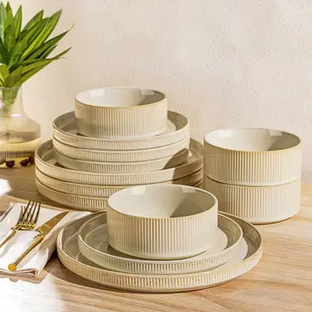12-Piece Speckled Ceramic Dinnerware Set 1