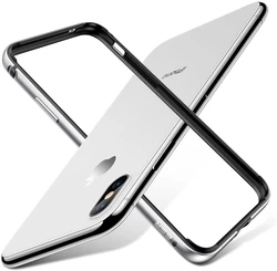 Sleek Aluminum Bumper Frame with Soft Silicone Inner Protective Case - iPhone XR (Silver)