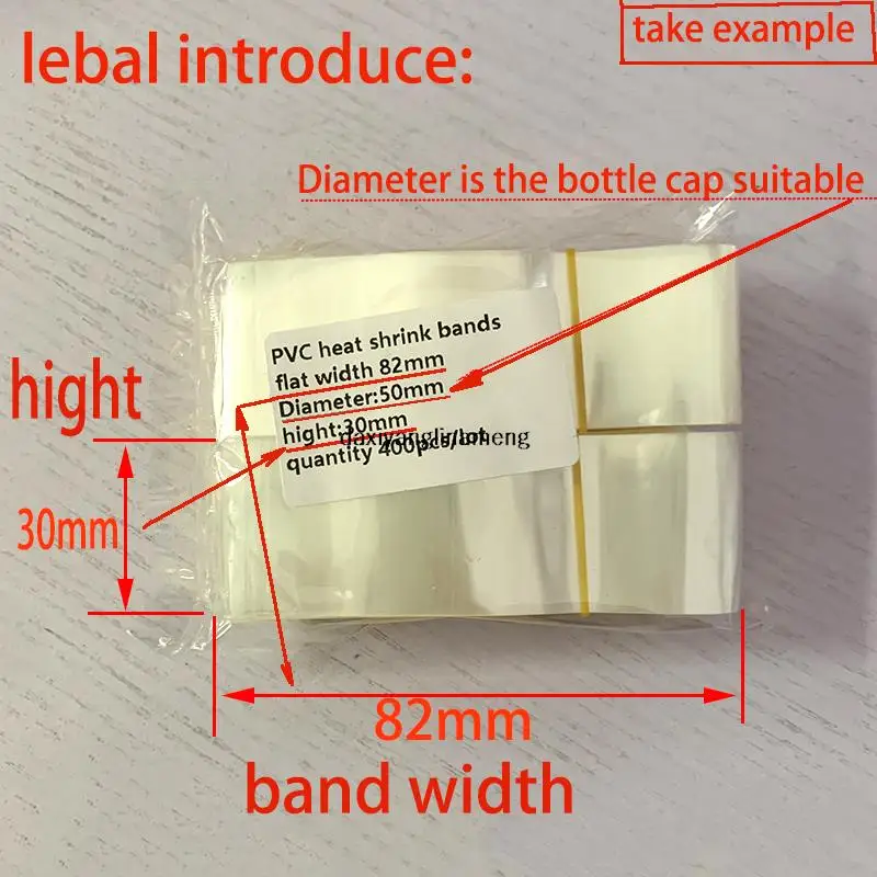 400 Stück/Lot transparente PVC-Schrumpfbänder für Tropfflaschenverschlüsse, Gläser, Deckel, Körperdichtungshülsen (Deckeldurchmesser x Höhe) – Detail 6