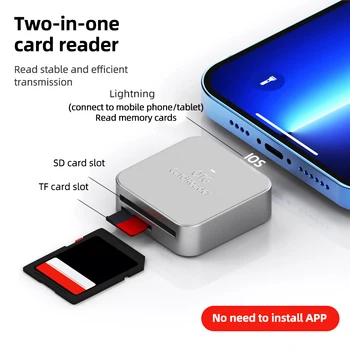 For iPhone 2 in 1 SD TF Card Reader Phone Adaptador Portable External OTG Memory Card for iPhone14/13/12 Micro Type-C Tablet 1