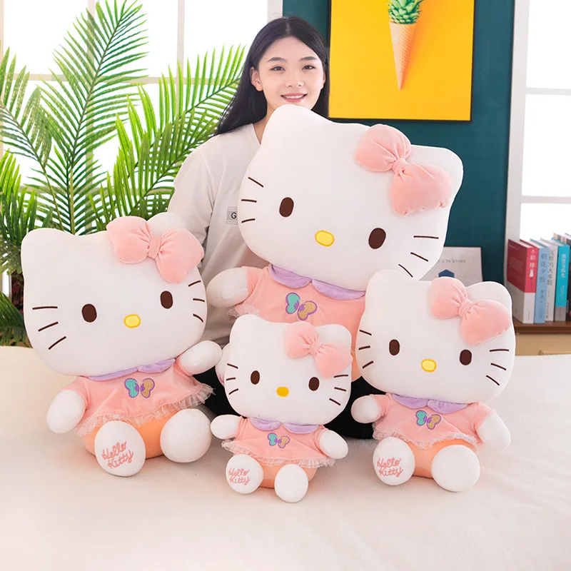 

Размеры 35-60, большой размер, Sanrio, розовая фотография, кавайный рисунок Hello Kitty, плюшевая игрушка, кукла, мягкая набивная машинка, украшение комнаты, подарок для девочки