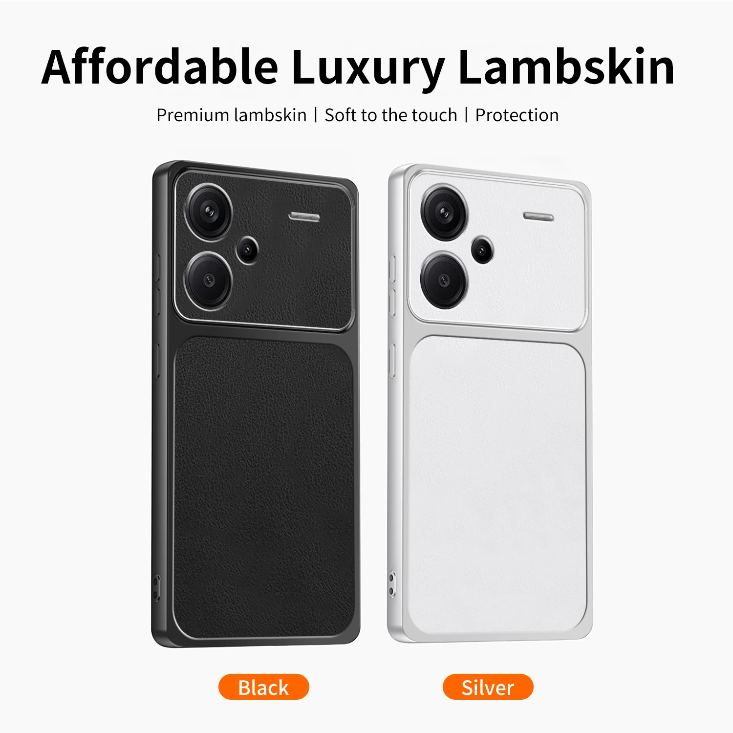Luxury Soft Leather Phone Case with Lamb Skin Texture - Plated Silicone Back Cover