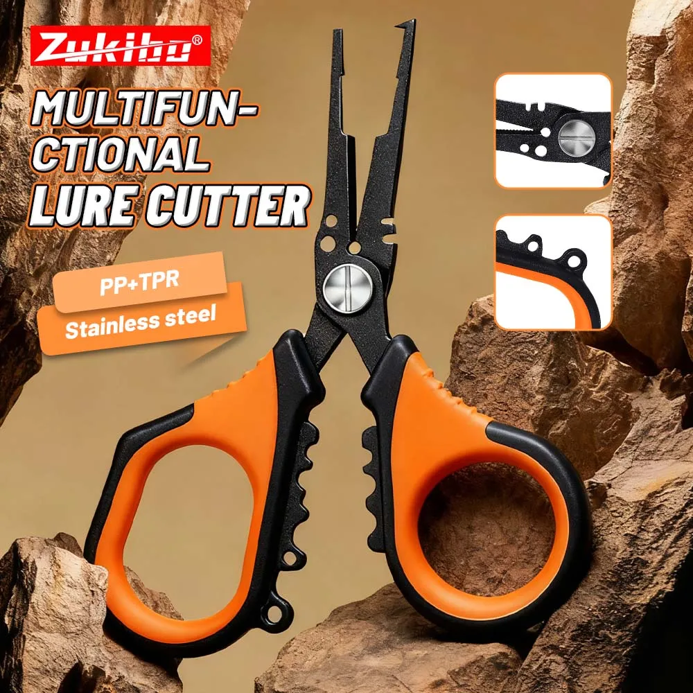 Zukibo Fishing Plier Scissors Multifunctional PTFE Coating Anti-Slip Corrosion Resistant
