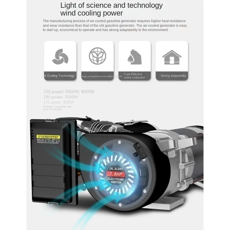 Gasoline Generator 220V 380V Household Small 6.5KW Single-phase Three-phase Silent Enlarged Wheel Flashlight Dual Start