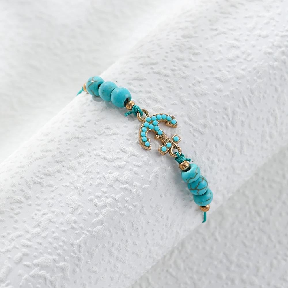 New Fashion Small Fresh Style Hand-Woven Blue Turquoise Beaded Bracelet Simple Temperament Jewelry beaded bracelet stone bead bracelet handwoven bracelet