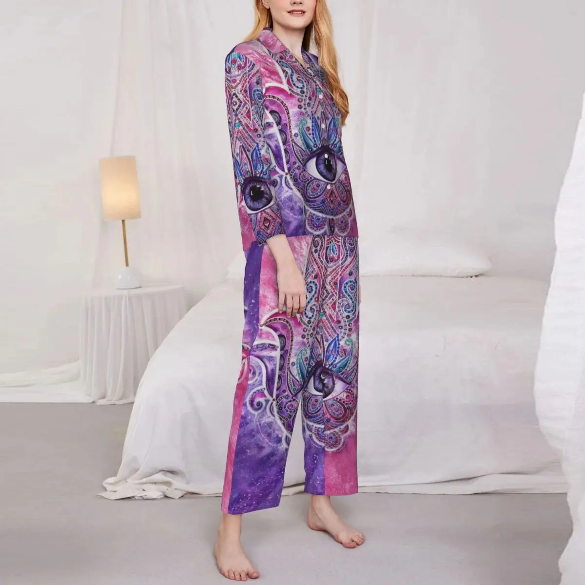 

Пижамный комплект Hamsa женский в стиле ретро, милая одежда для сна с цветочным принтом, Повседневная Свободная Ночная рубашка в стиле оверсайз, 2 предмета, осень