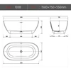 1500x750x550mm New Design Resin Freestanding Bathtub Online Celebrity Colored Transparent Muti-Sized Tub RS1038-1A 5
