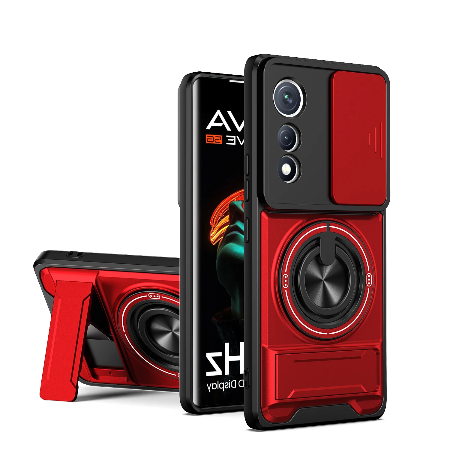 Rotatable Slide Camera Protection Ring Stand Shockproof Phone Case Cover