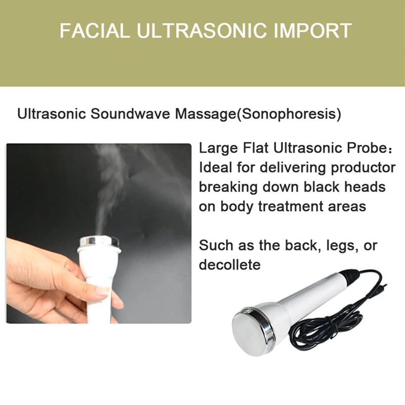 New Ultrasonic Facial Massager High Frequency Face Lifting Tightens Face and Eye Massage Beauty Device Skin Machine With 2 Probe 3