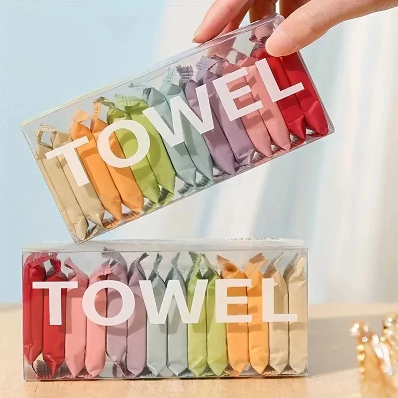 

7/14pcs Disposable Washcloth Portable Travel Towel Individual Pack Thickened Compressed Face Cleansing Beauty Square Towel