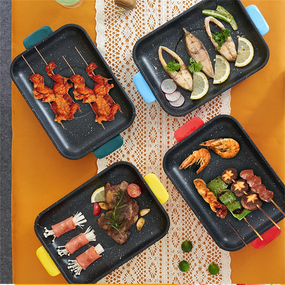 Multifunctional Electric BBQ Grill 26cm Square Mini Baking Tray Pancake Steak Wok Kitchen Fry Pan barbecue grill barbecue electric stove barbecue stove