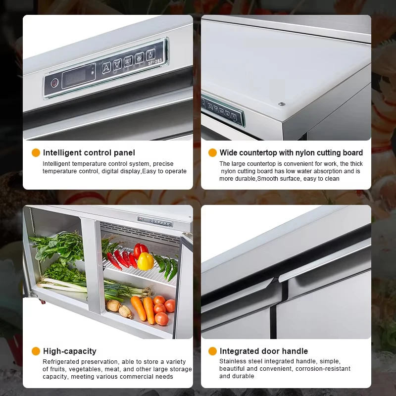 Commercial Refrigerator Sandwich Salad Prep Table 2 Door Stainless Steel Counter Fan Cooling for Restaurant Bar Shop