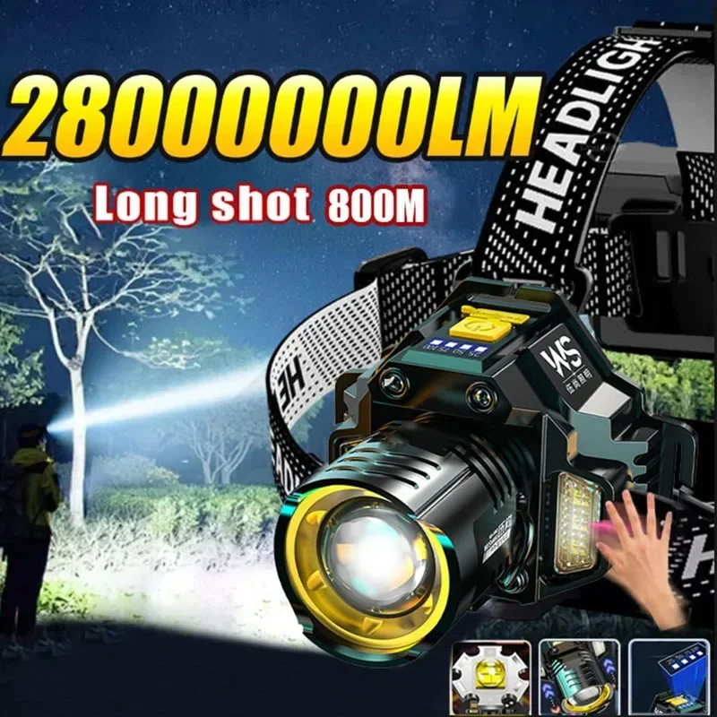 Lampe frontale LED rechargeable zoom télescopique haute luminosité étanche pêche travail