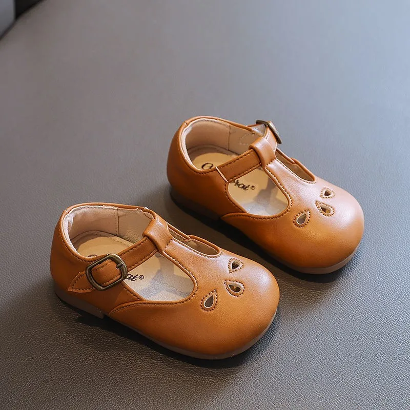 Children Leather Shoes for Boys Girls Shoe Kids Soft Bottom PU Leather Sandals Hollow Toddler Outside