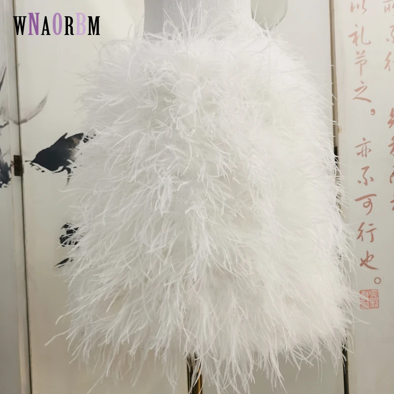 100% ostrich feather Length 50cm women's skirt  stretch skirt birthday party dress Multicolor can be customized