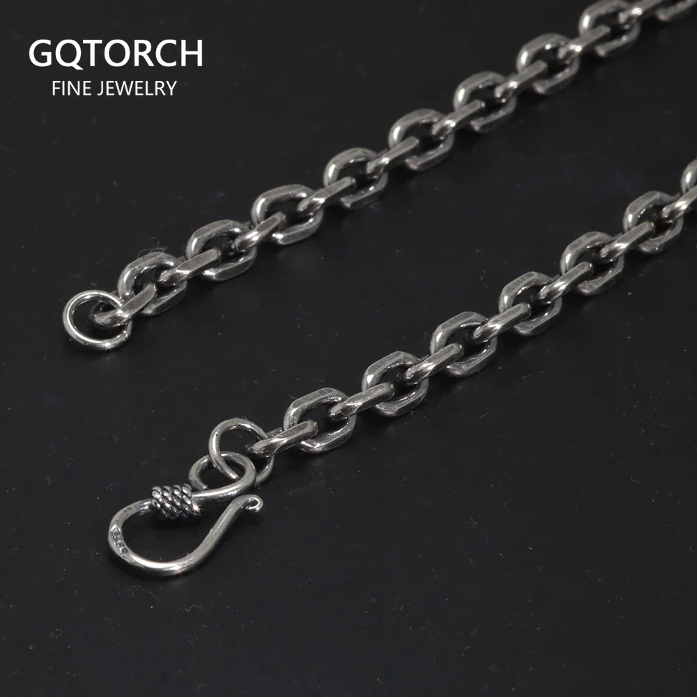 Real Pure 925 Sterling Silver 2.5 3 4 5mm Cable Link Chain