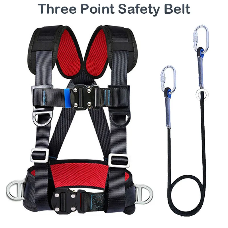 High-altitude Work Safety Belt Safety Rope Set 3 Point Safety Harness Outdoor Rock Climbing Electrician Construction Equipment