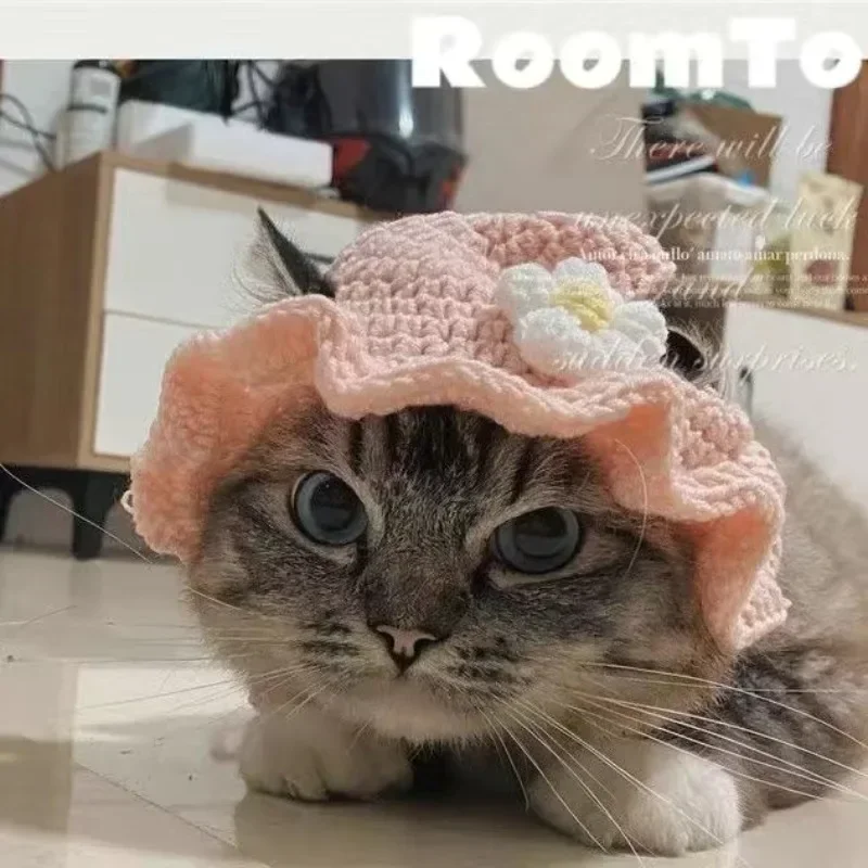 가을 겨울 고양이 모자 탄성있는 귀여운 정제된 애완동물 모자 강아지 고양이 니트 모자 파티 사진 스냅 소품 장식 고양이 악세사리