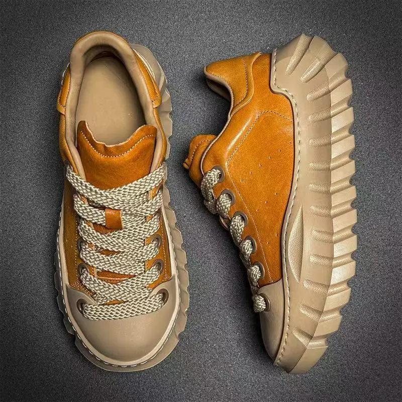 Autumn Men Casual Sneakers Platform Ankle Boots Low-top Thick Bottom Sneakers Male Outdoor Hiking Shoes Sport 3