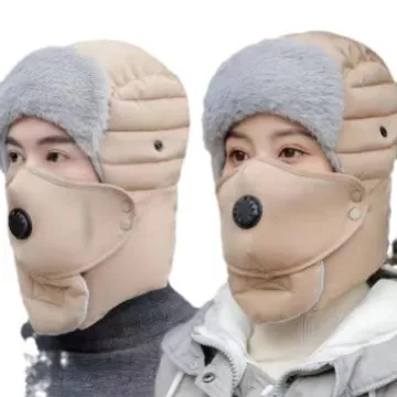 Hooded Cold Ear Protection Autumn Winter Keep Warm Caps Plush Hat Scarf Windproof Hat Man/Woman Fleece Hat with Windproof